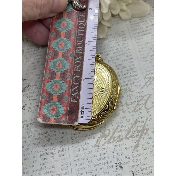 Ylw Gold Photo Locket Necklace Birthday Gift Green Owl Barn Tree Hoot Fall Mom - Picture 10 of 10